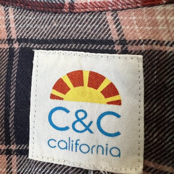 C&C California Women’s Long Sleeve Rayon Button Up Plaid Shirt Blouse Size M - Picture 2 of 7